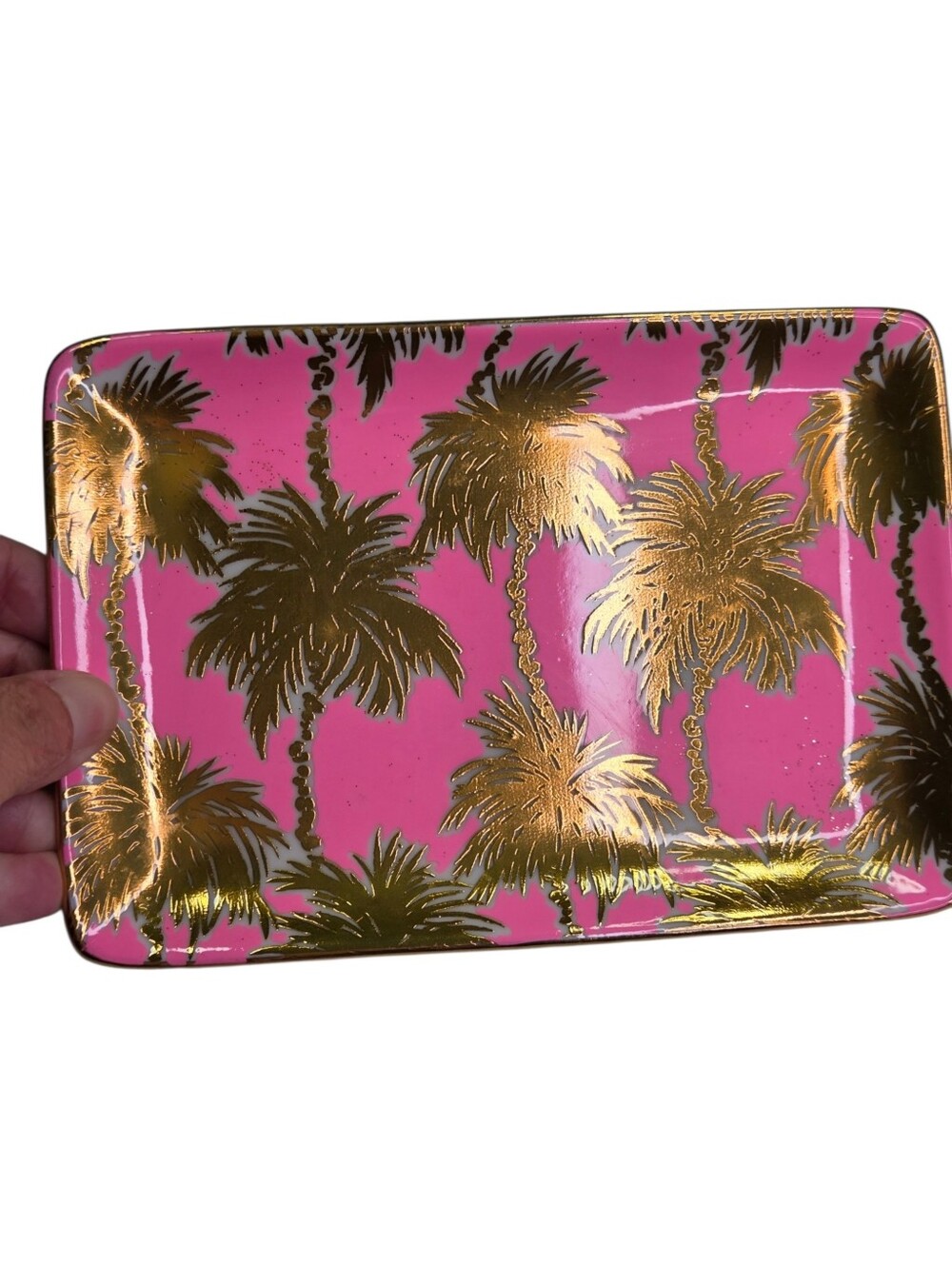 Lilly Pulitzer “Metallic Palm” Trinket Tray. Travelers Palm. 4.5 in x 6.5 in
